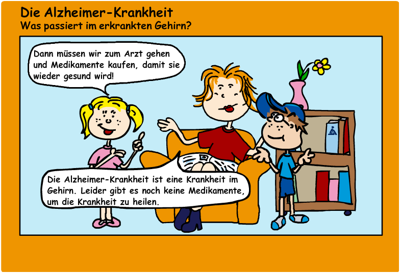 Comic: Mutter Johanna erklärt ihren Kindern die Alzheimer-Krankheit.